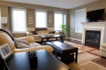 family room with gas fireplace